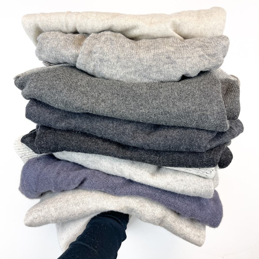 Lot of 10 100% Cashmere Sweaters Cutter Lot Fabric Damaged Upcycle - Gray
